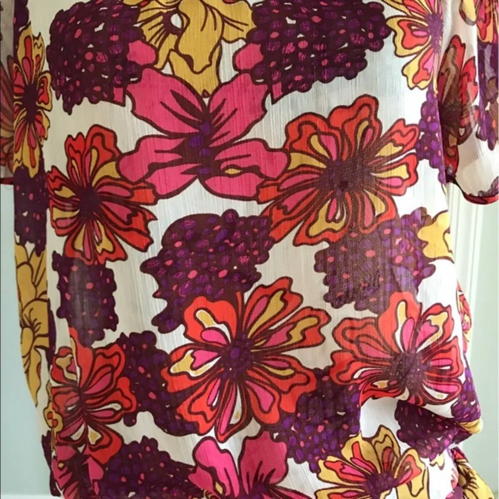 Twentyone Floral Side Tie Scoop Neck Blouse Top Sz. L - Picture 2 of 3